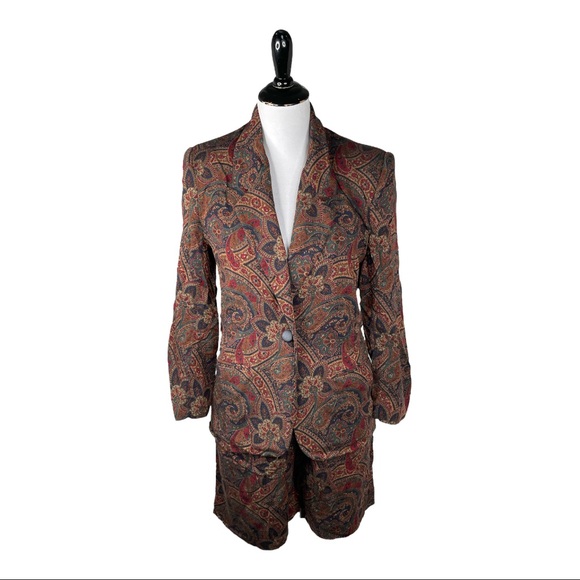 Talbots Pants - Talbots Petites Vintage Paisley Blazer and Shorts Set Brown Size 8
